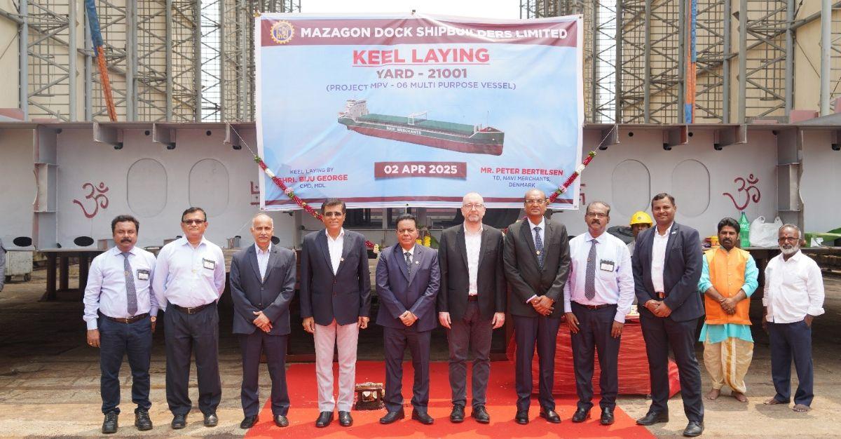1:2 Stock Split & Rs 34,787 Crore Order Book: Debt-Free Defence Shipbuilding Company; Keel Laying Ceremony of MPV (Y21001) for Navi Merchants