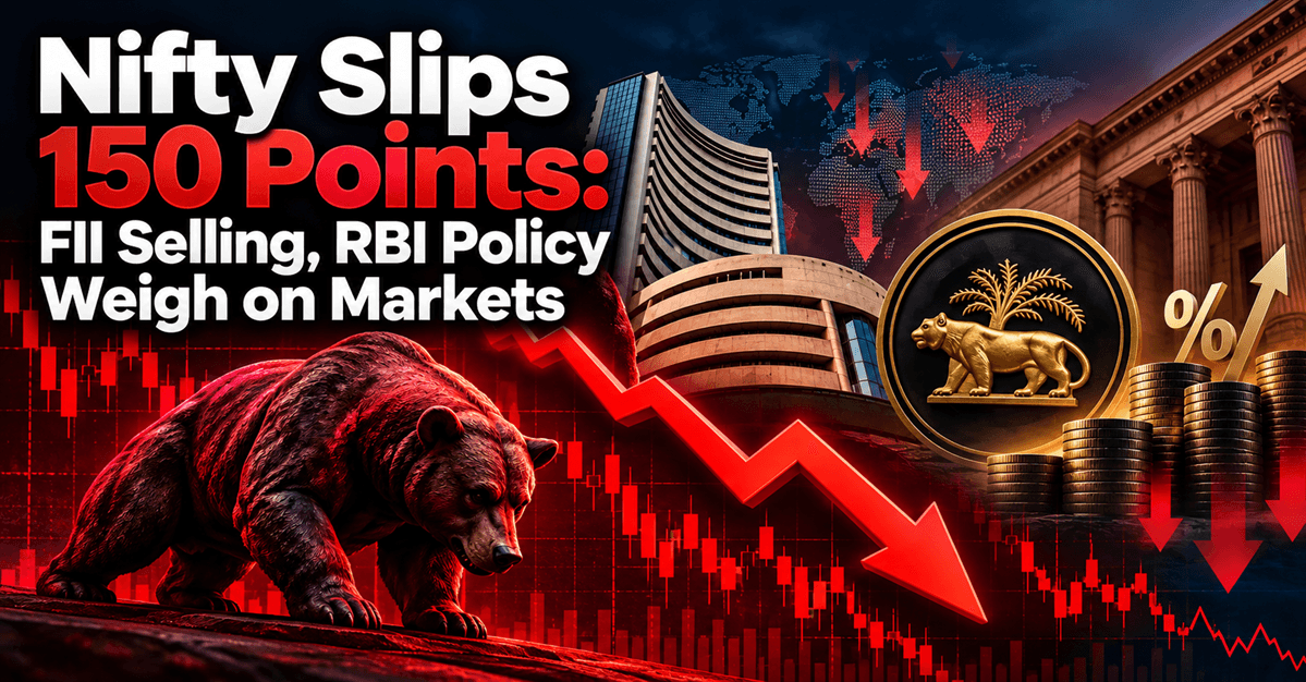 Nifty Slips 150 Points: FII Selling, RBI Policy Weigh on Markets