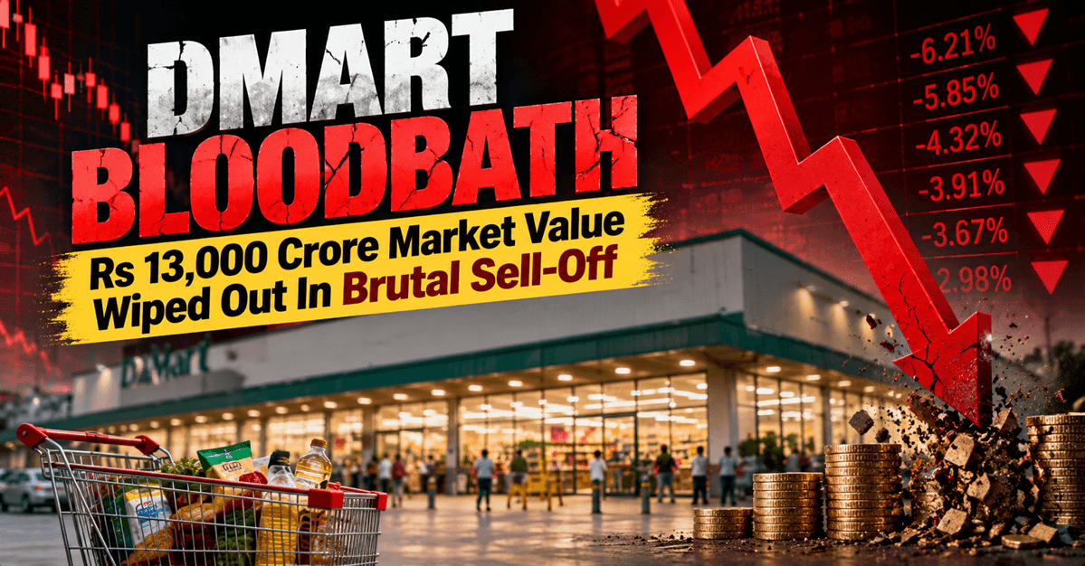DMart મુક્તપતન: શેરો 6% તૂટ્યા કારણ કે રોકાણકારો વૃદ્ધિ અને મૂલ્યાંકનને લઈ ગભરાયા